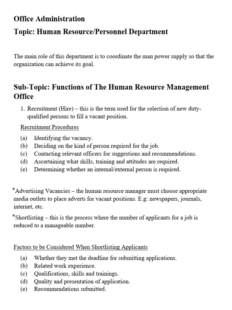 HR Notes | PDF | Employment | Recruitment