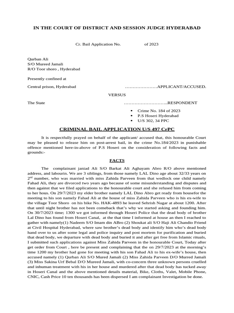 Bail Application With Case Laws | PDF | Bail | Criminal Law