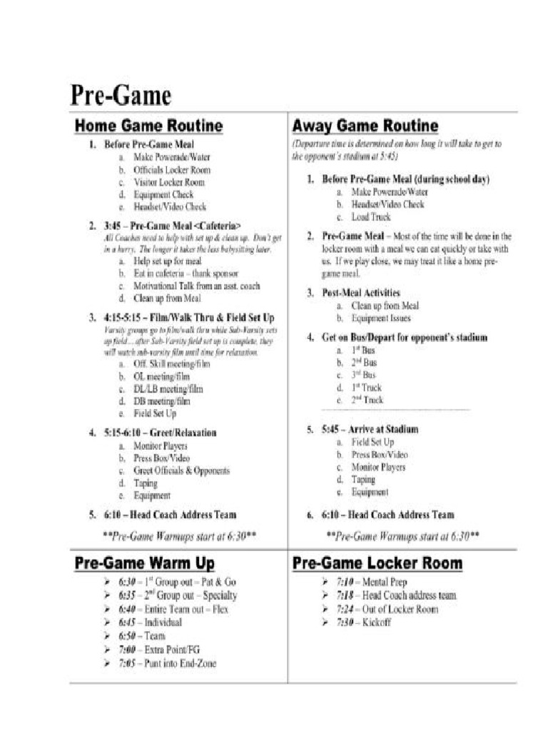 Pre Game Routine | PDF