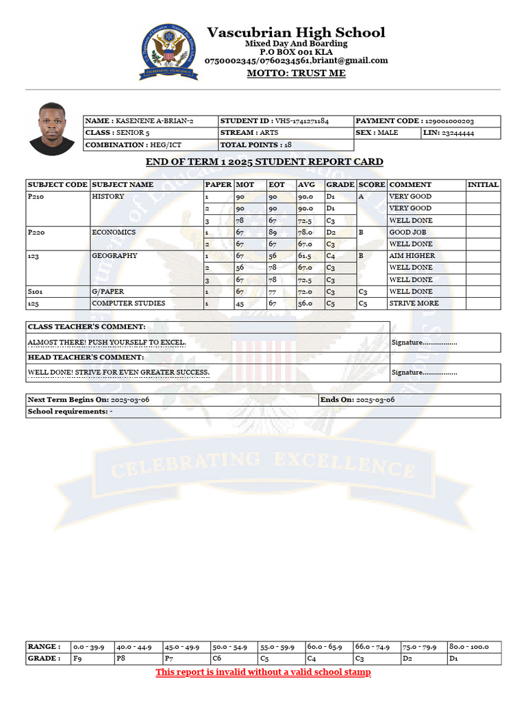 A-Level Template Report Card | PDF