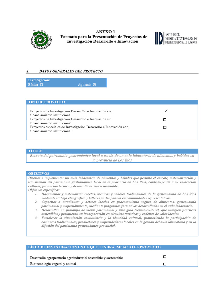 Formato para La Presentación PROYECTOS | PDF | Turismo | Sustentabilidad