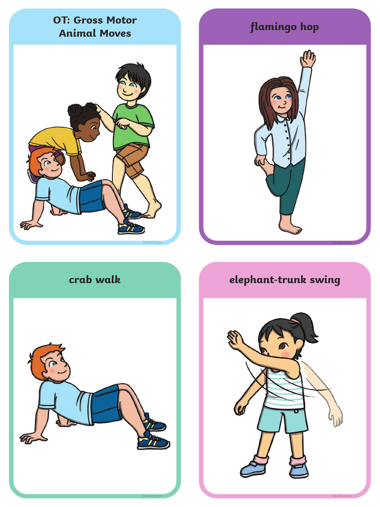 OT Gross Motor Animal Moves Flash Cards | PDF