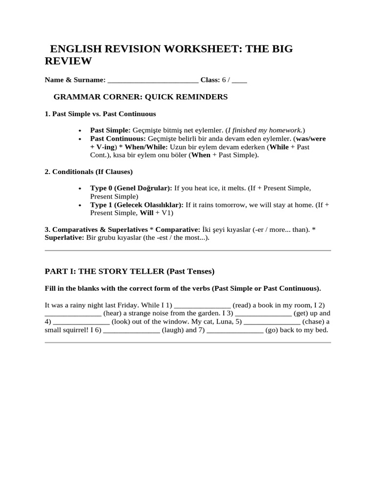 ? English Revision Worksheet | PDF | Language Families | Linguistic ...