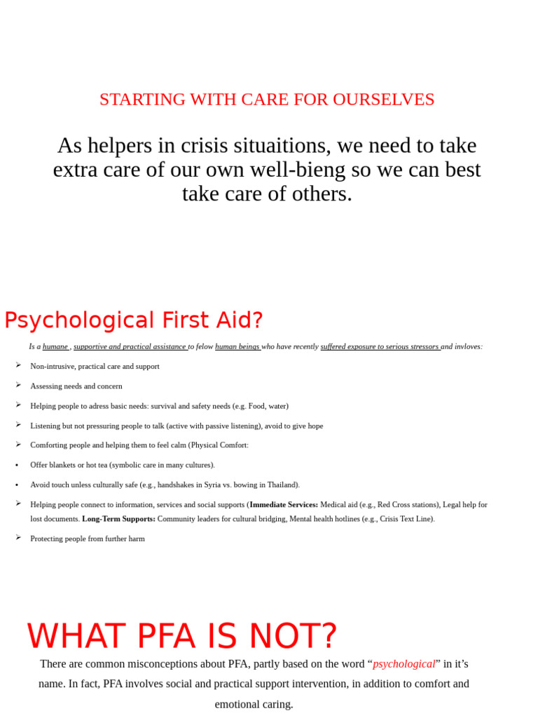 Psychological First Aid | PDF | Psychological Trauma | Mental Health