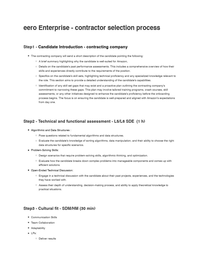 Eero Enterprise - Contractor Selection Process | PDF | Skill | Intelligence