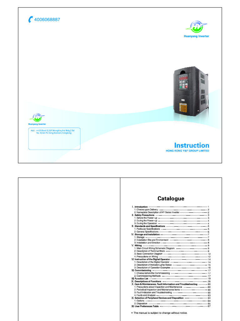 Hy01d523b VFD Manual | PDF