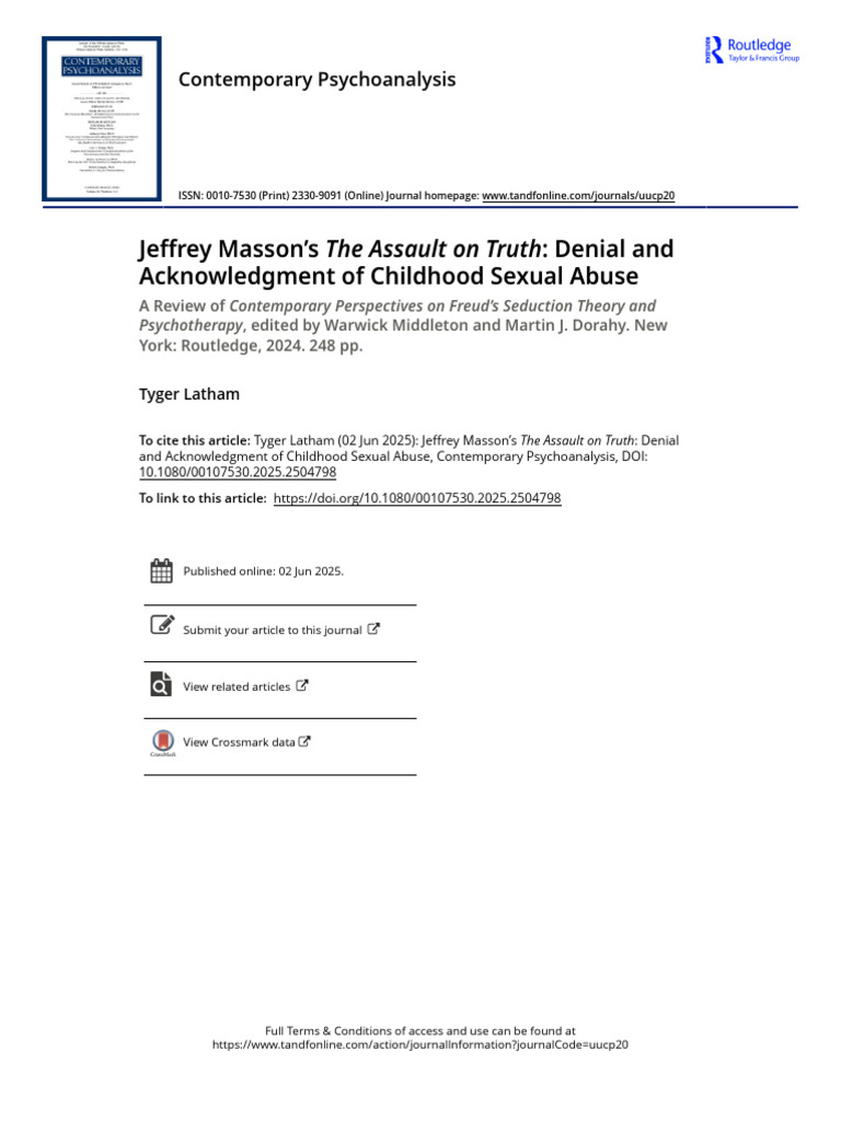 Jeffrey Masson S The Assault On Truth de | PDF | Psychoanalysis ...