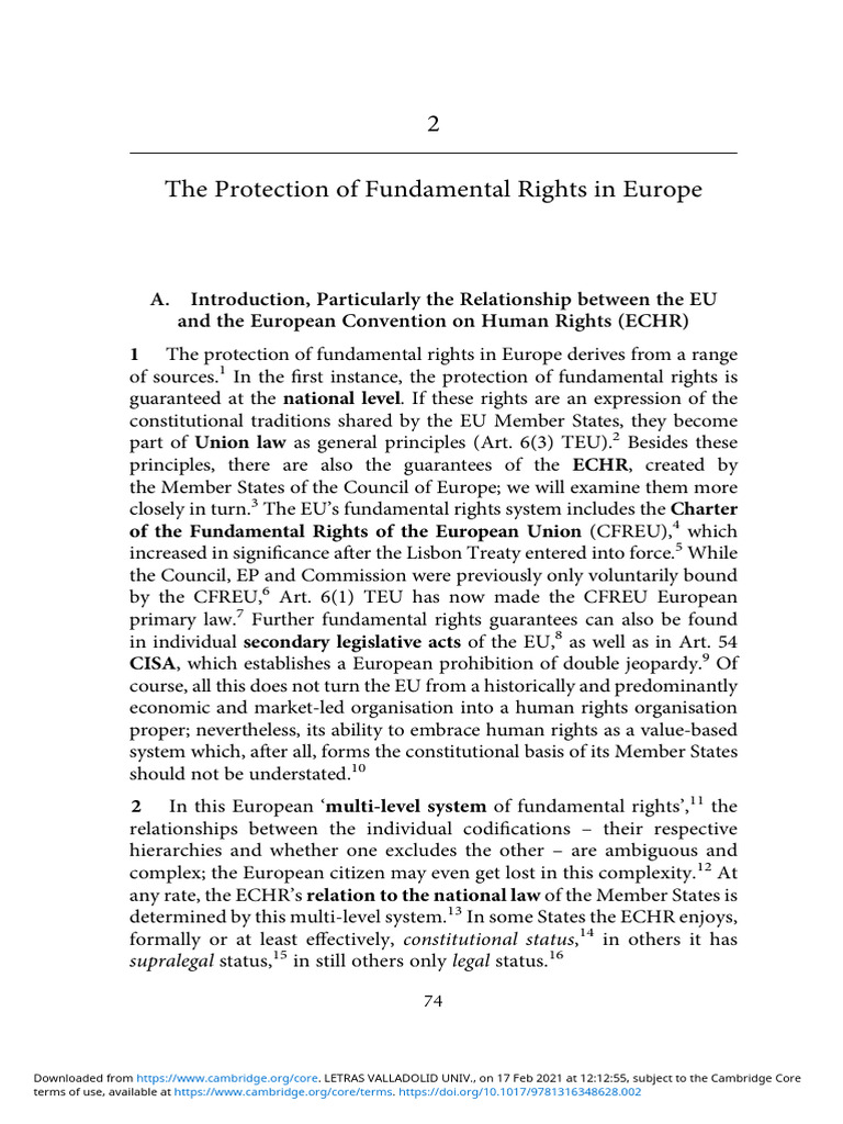 Protection of Fundamental Rights in Europe | PDF | European Convention ...