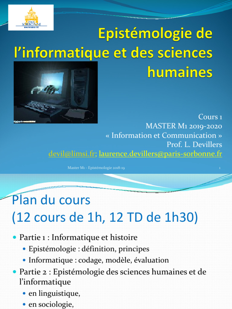 Epistemologie Informatique M1 Information Et Communication | PDF ...