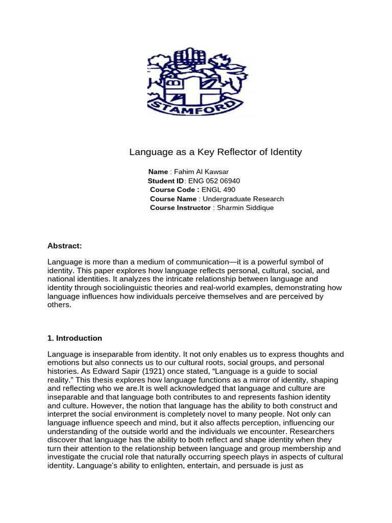 Language As A Key Reflector of Identity | PDF | Accent ...