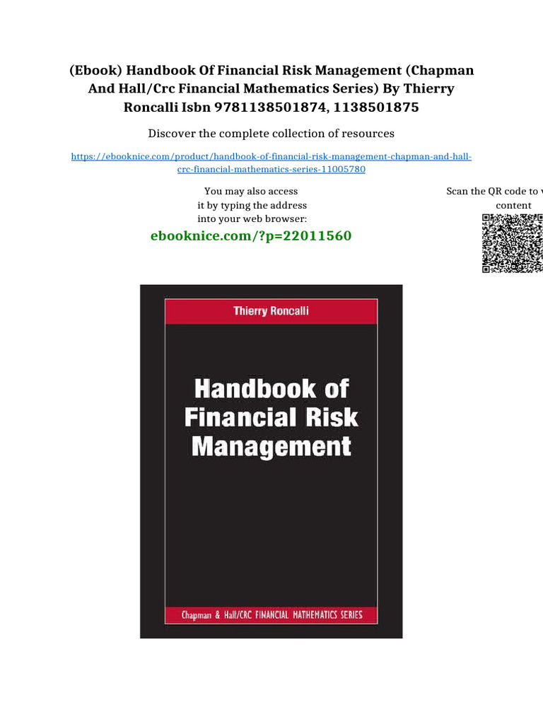 Ebook) Handbook of Financial Risk Management (Chapman and Hall/Crc