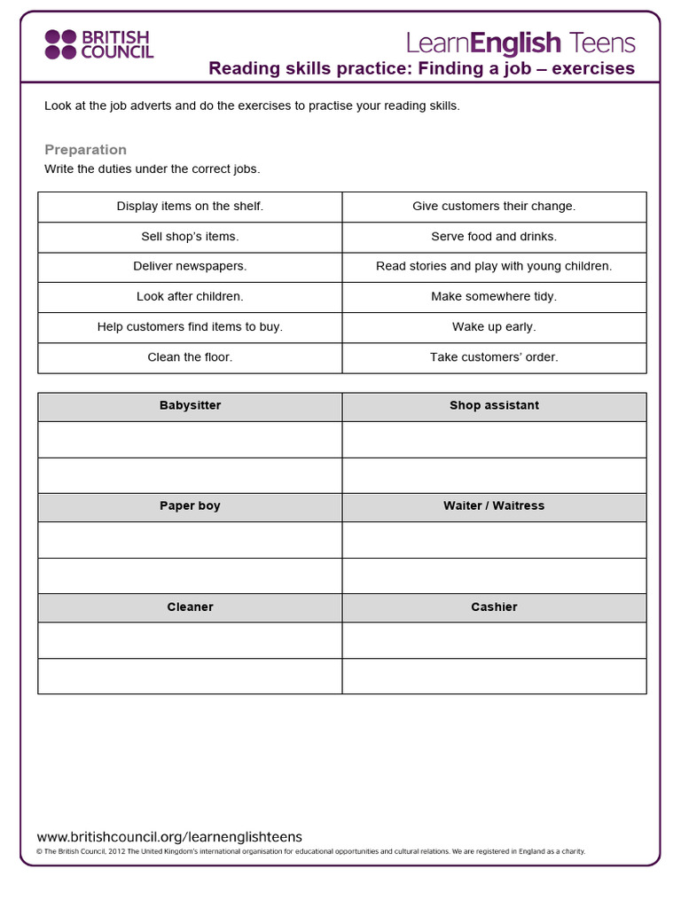 7 - Finding A Job - Exercises 2 FINISH | PDF | Waiting Staff | Advertising