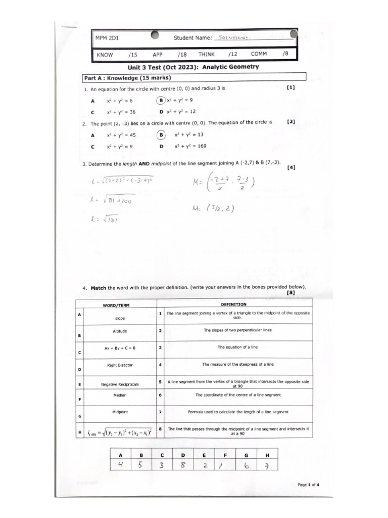 Test 3 - Solutions | PDF