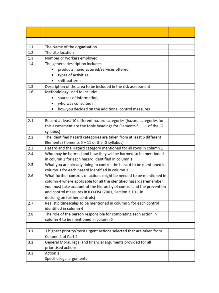IG2 Self Evaluation Checklist | PDF | Risk | Safety