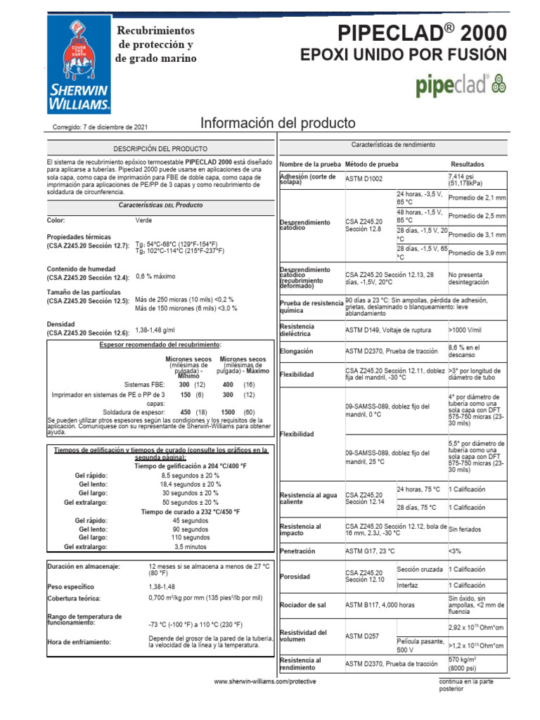 Pipeclad 2000 Fusion-Bonded Epoxy TDS ES-LA | PDF