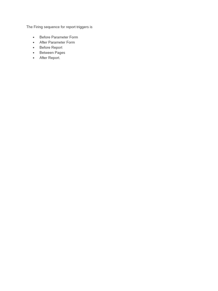Firing Sequence For Report Triggers | PDF