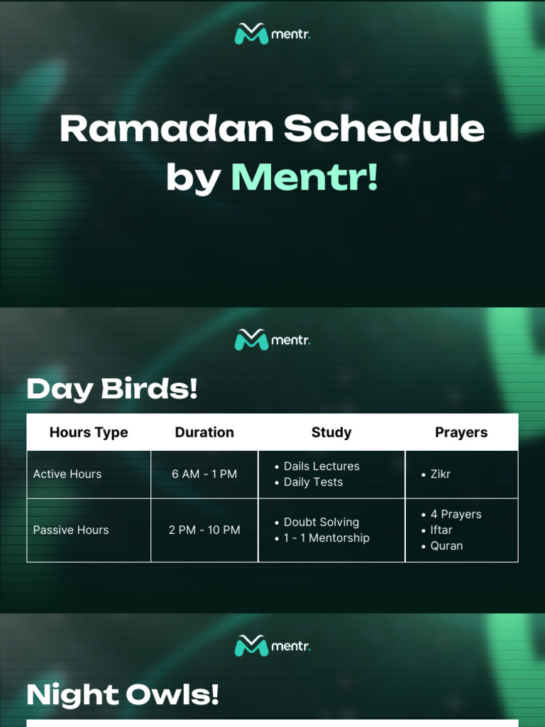 Ramadan Study Schedule 2026 by Mentr | PDF
