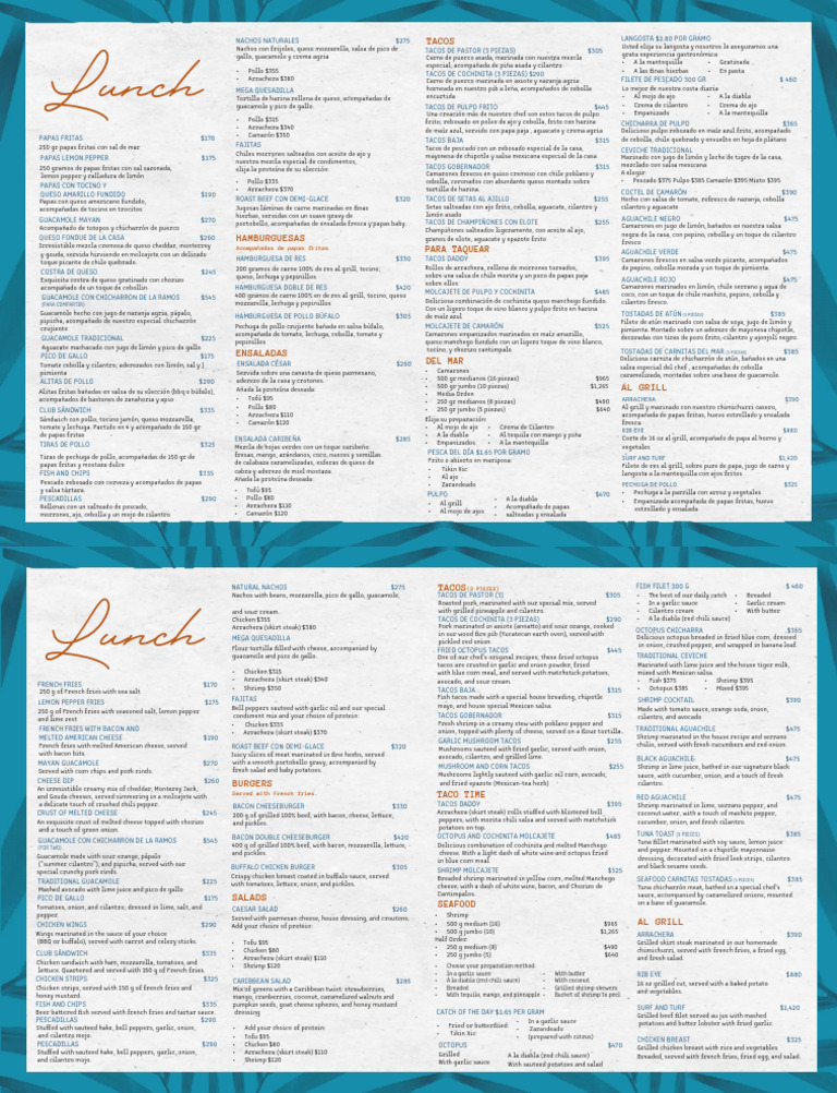 Menu Lunch Mayan | PDF | Taco | ensalada