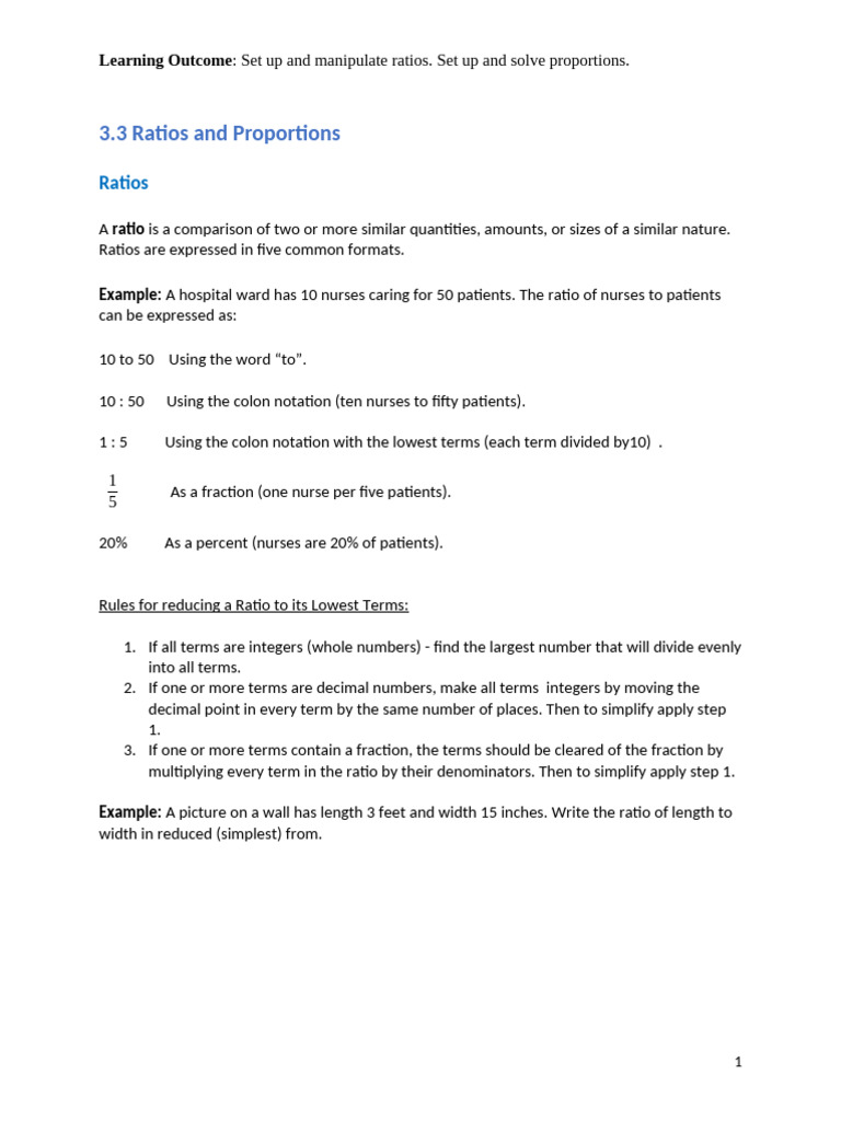 3.3 Ratios and Proportions Updated | PDF | Ratio | Number Theory