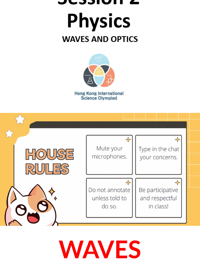 Session 2 Waves and Optics With Solutions Final | PDF | Sound | Waves