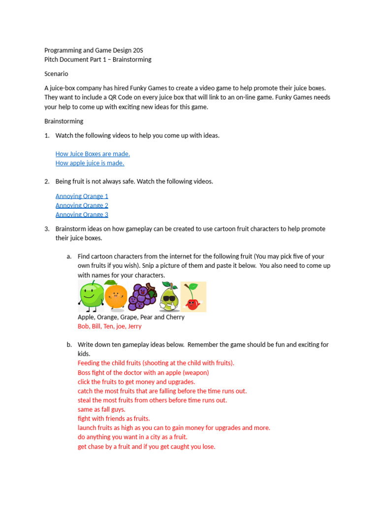 Pitch Document Part 1 | PDF