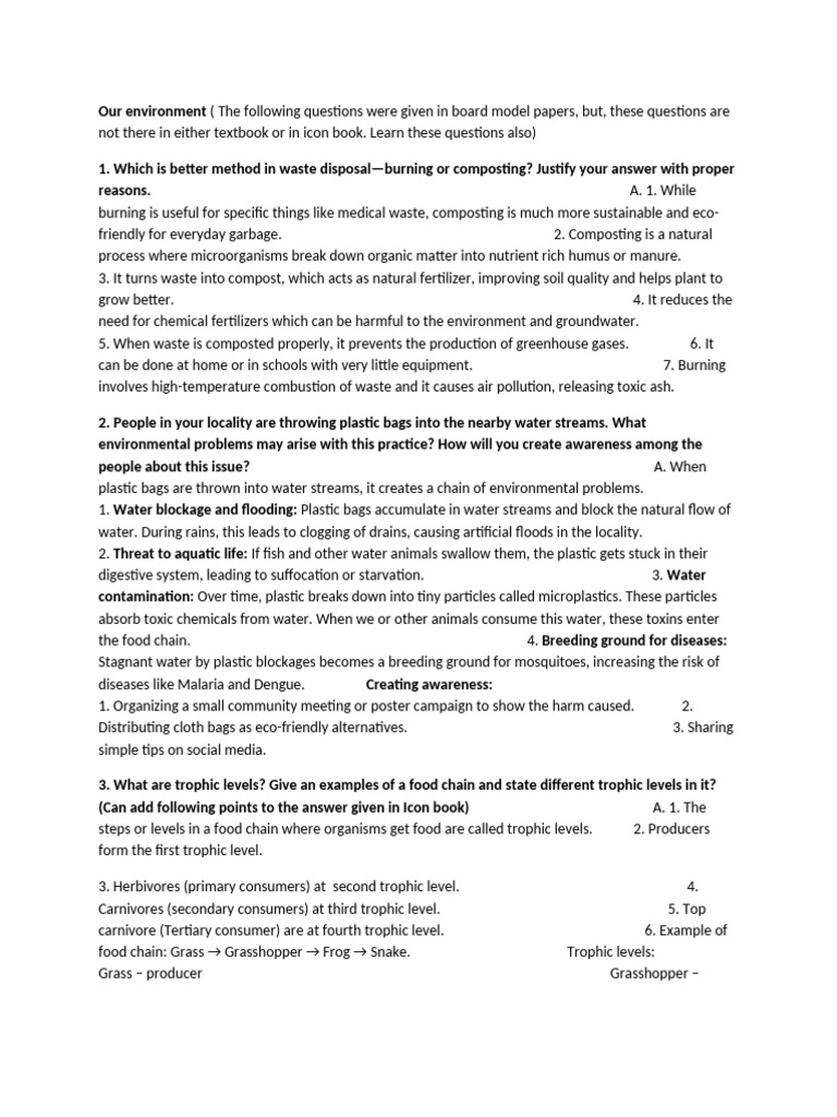Our Environment, Qus in Board Model Paper | PDF | Compost | Waste
