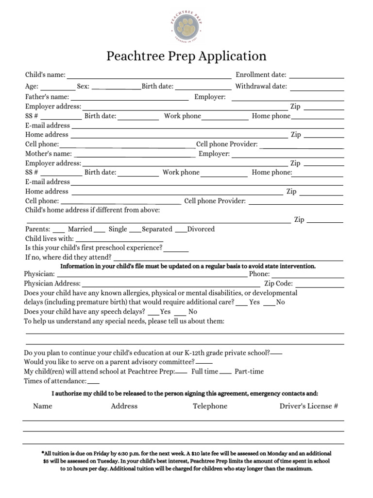 2025 2026 Prep Application 1 | PDF | Pre Kindergarten | Sunscreen