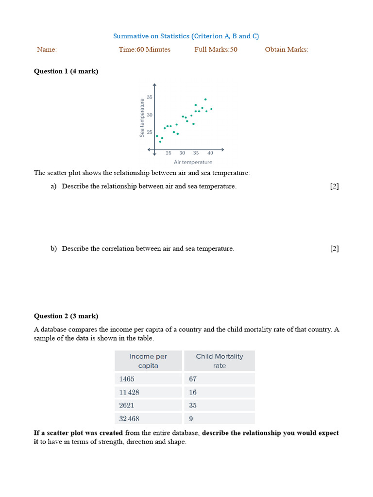 Summative On Statistics | PDF | Scatter Plot | Statistical Analysis