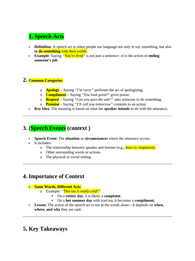 Speech Act and Speech Event | PDF | Linguistics | Grammar
