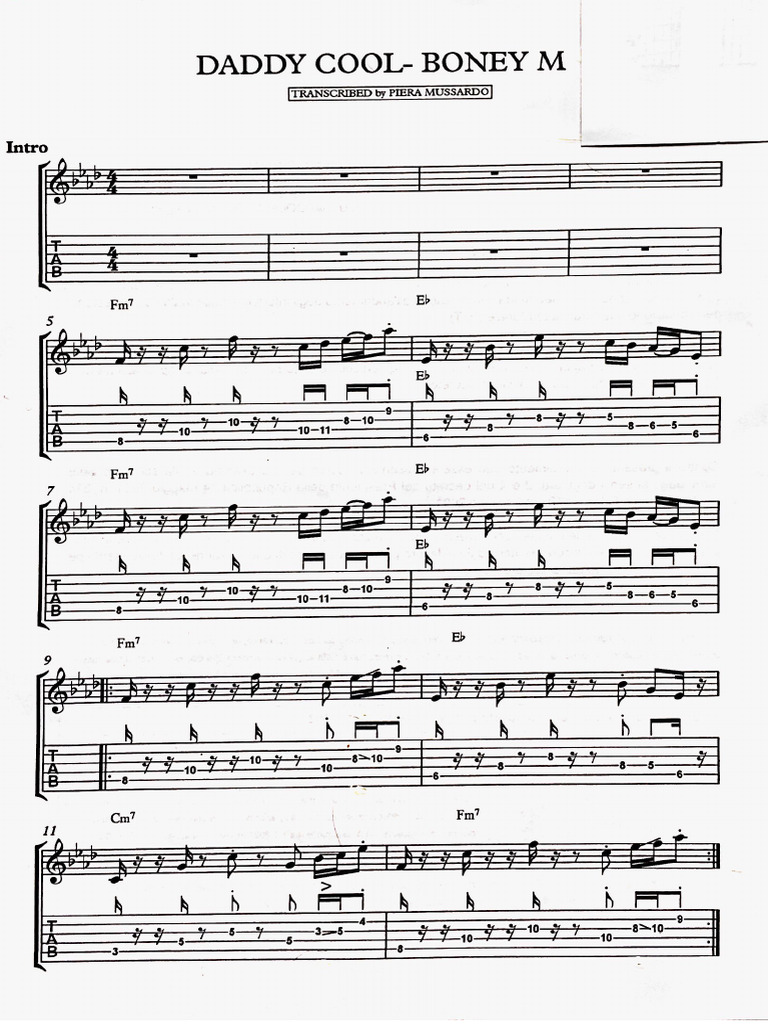Daddy Cool by Boney M. Tabs For Guitar. | PDF