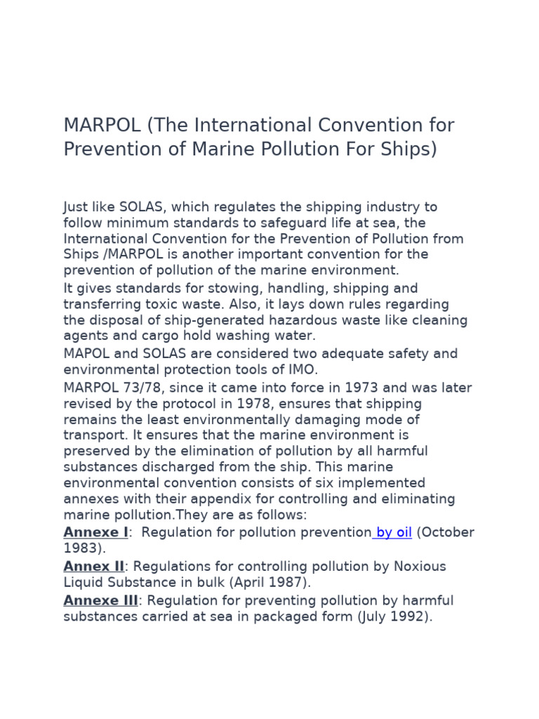 MARPOL Convention | PDF