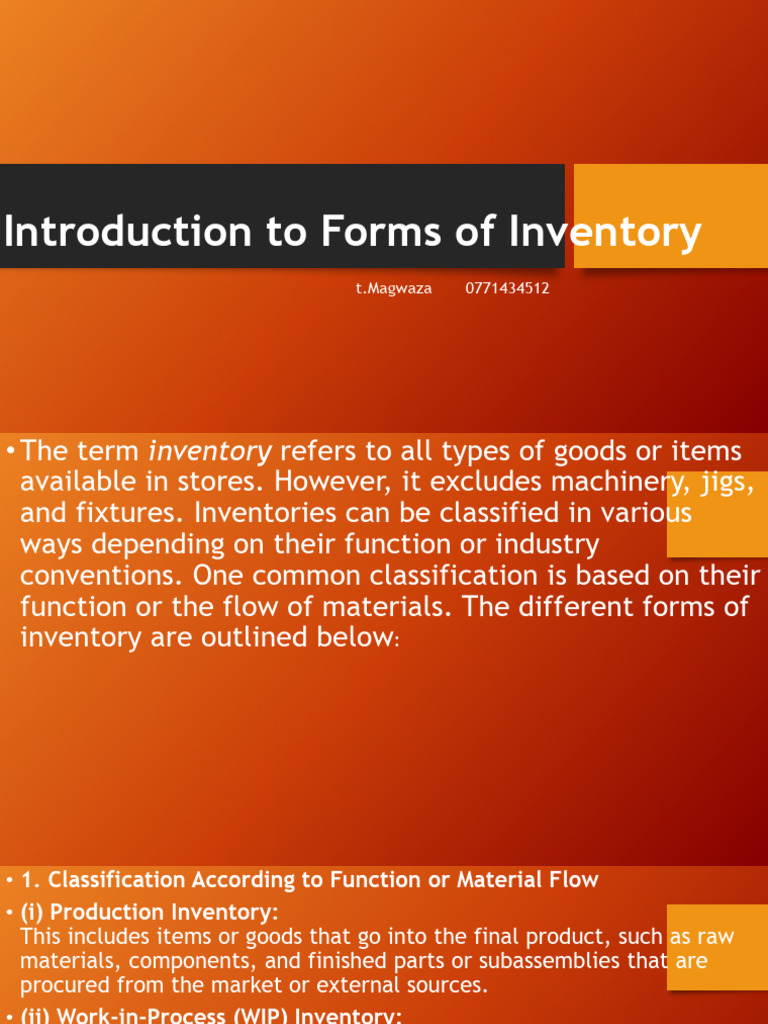 Introduction To Forms of Inventory | PDF | Inventory | Supply Chain