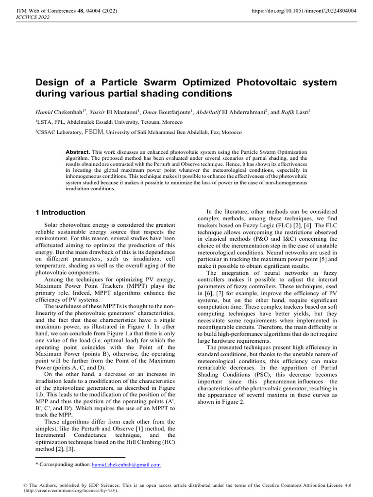 Design of A Particle Swarm Optimized Photovoltaic | PDF | Photovoltaics ...