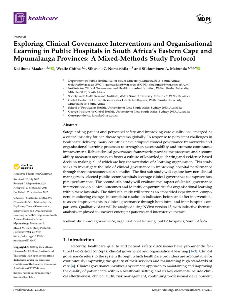 Exploring Clinical Governance Interventions and Organisational | PDF ...