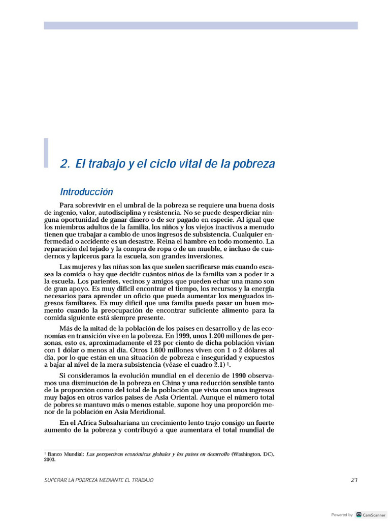 2 Clase - Leer Cap 2 El Trabajo y El Ciclo Vital de La Pobreza | PDF