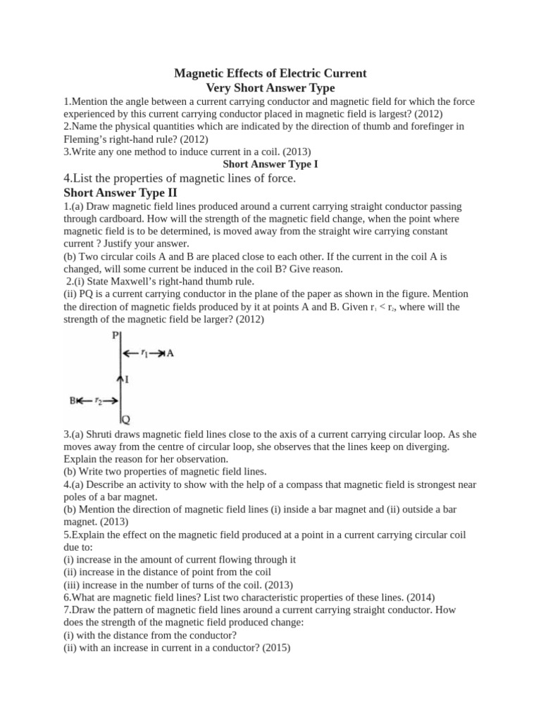 Magnetic Effect of Electric Current-1 | PDF | Magnetic Field | Electric ...