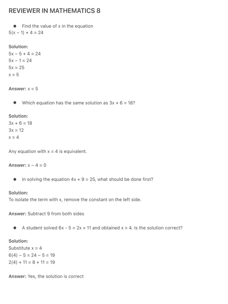 Reviewer in Mathematics 8 | PDF | Inequality (Mathematics ...