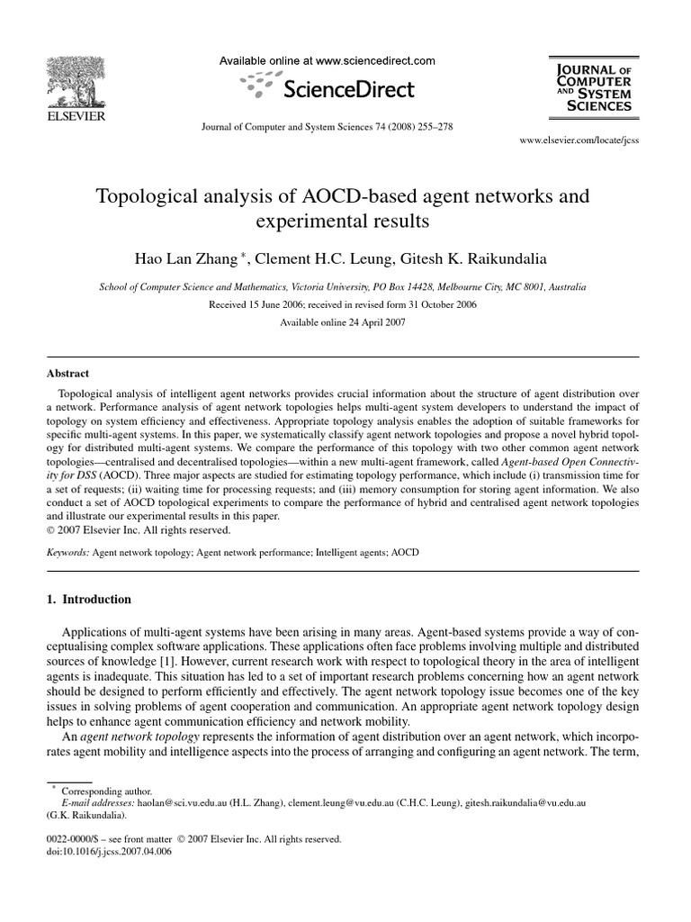 ANT Topologies - JCSS08 | PDF | Network Topology | Distributed Computing