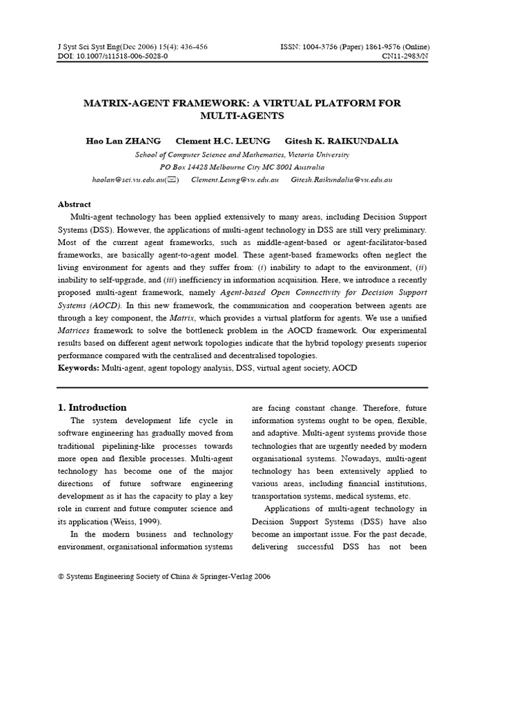 Unified Matrices For Intelligent Agents | PDF | Matrix (Mathematics ...