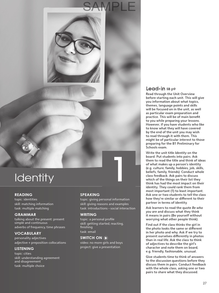 Sample: Identity | PDF | Multiple Choice | English Language