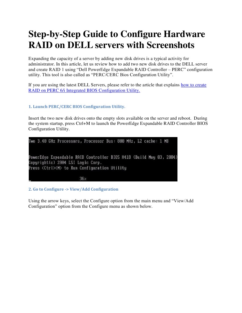 Configure RAID 1 on Dell Servers | PDF