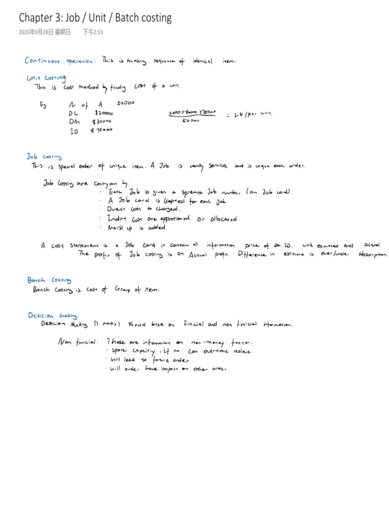 Chapter 3 Job Unit Batch Costing | PDF