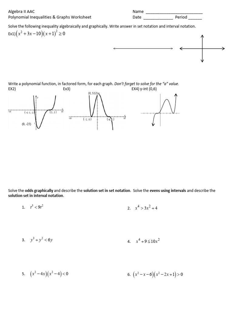 Algebra II AAC Name - Polynomial Inequalities & Graphs Worksheet Date ...