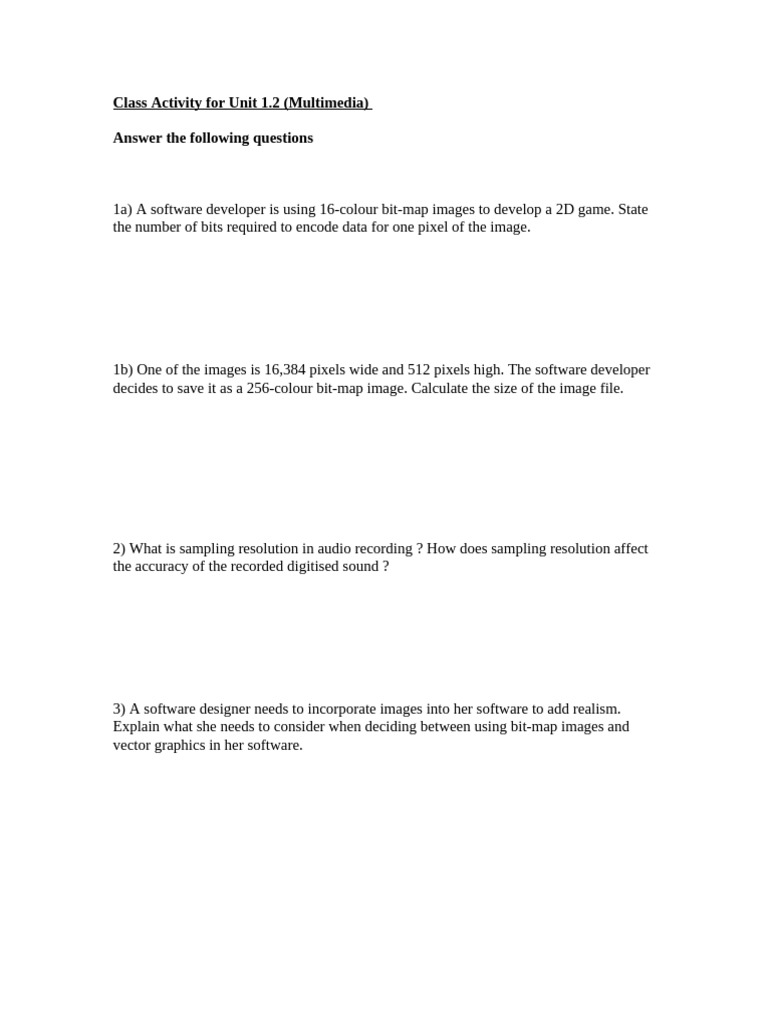 Class Activity For Unit 1.2 | PDF