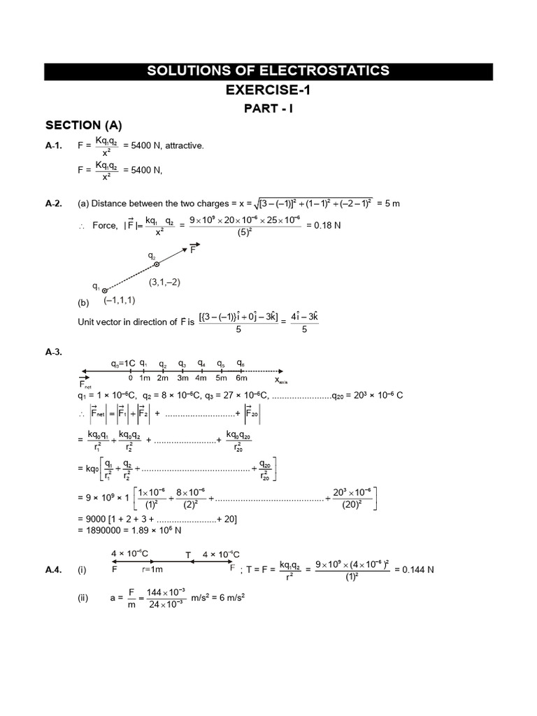 Electrostatics Exercise Solutions EX1,2 - 250419 - 132409 | PDF ...