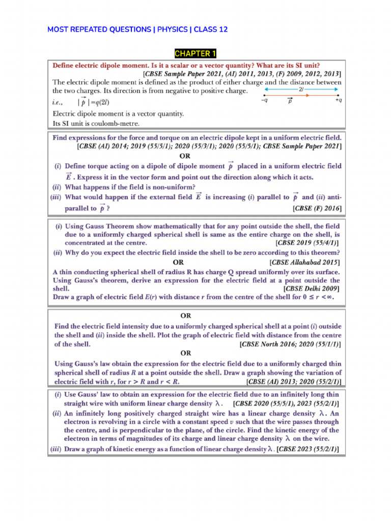 Physics Most Important | PDF