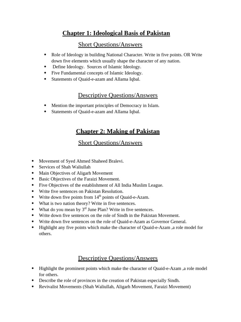 PST Important Class X | PDF | Pakistan | Muhammad Ali Jinnah