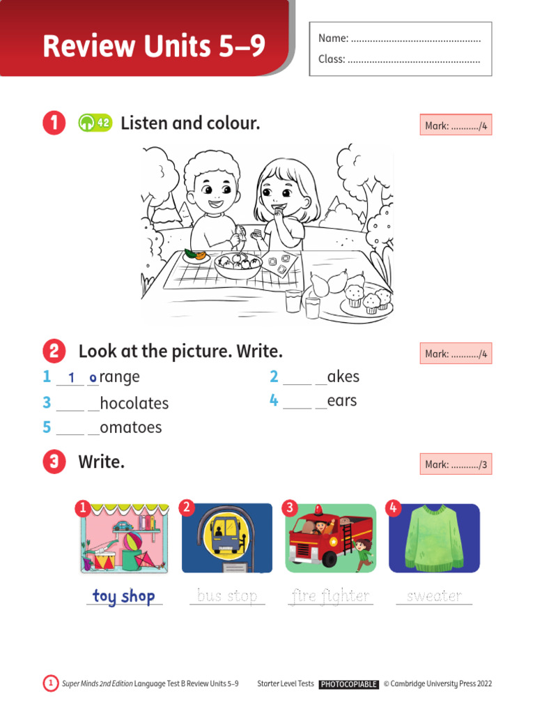 SM2ed BE Starter Level Units 5-9 Review Test B | PDF