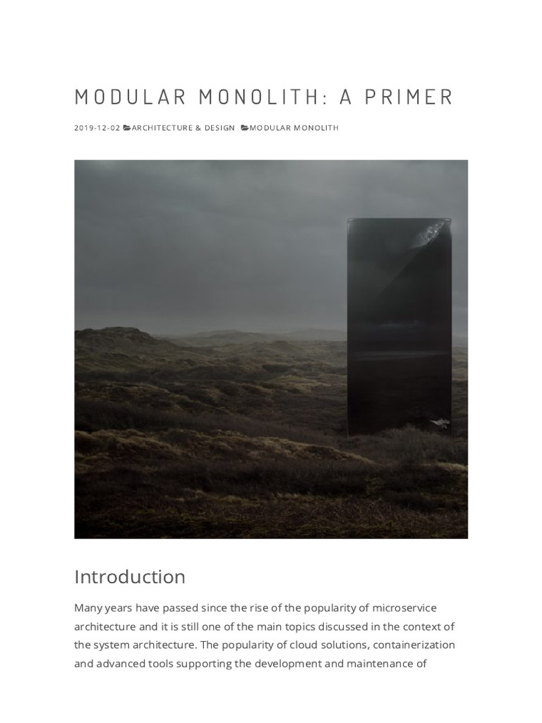 P1 Modular Monolith - A Primer - Kamil Grzybek | PDF | Modular ...