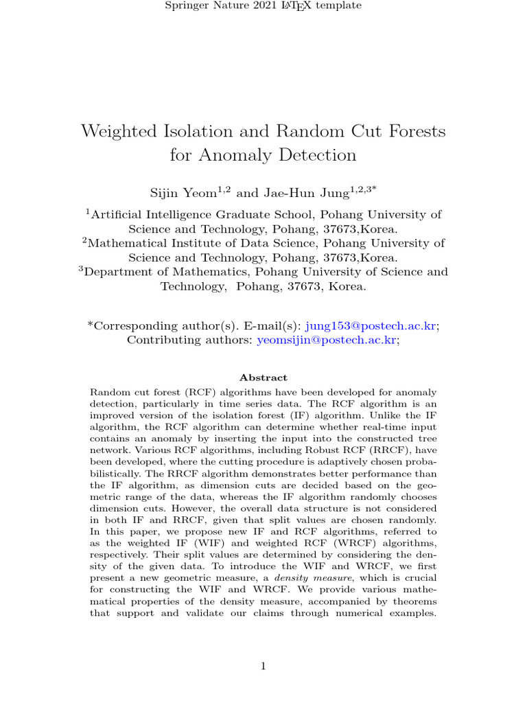 Weighted Isolation and Random Cut Forests For Anomaly Detection | PDF ...